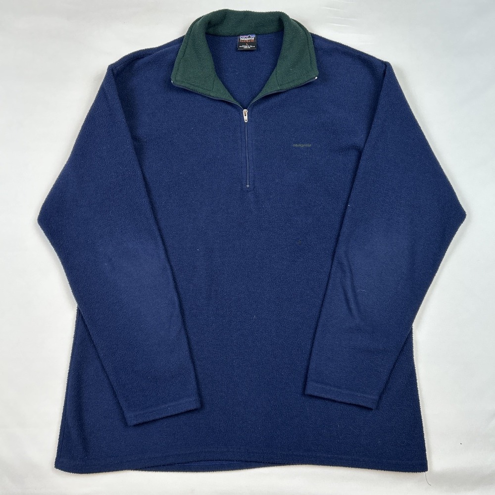 Vintage Y2K Patagonia Capilene Fleece 1/4 Zip Pullover Jacket L Blue Gorp Core